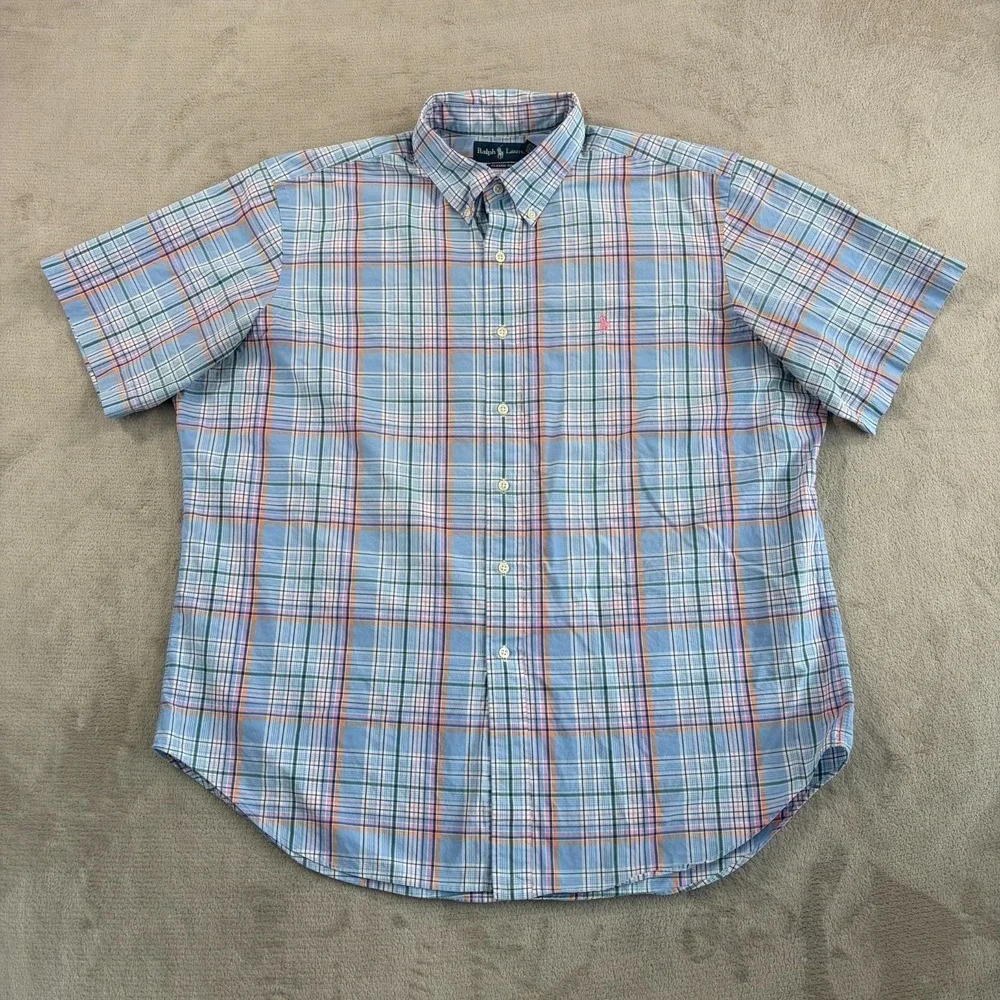 Polo Ralph Lauren Oxford Classic Fit Shirt Men 2XL Multi Plaid Pony‎ Preppy SS